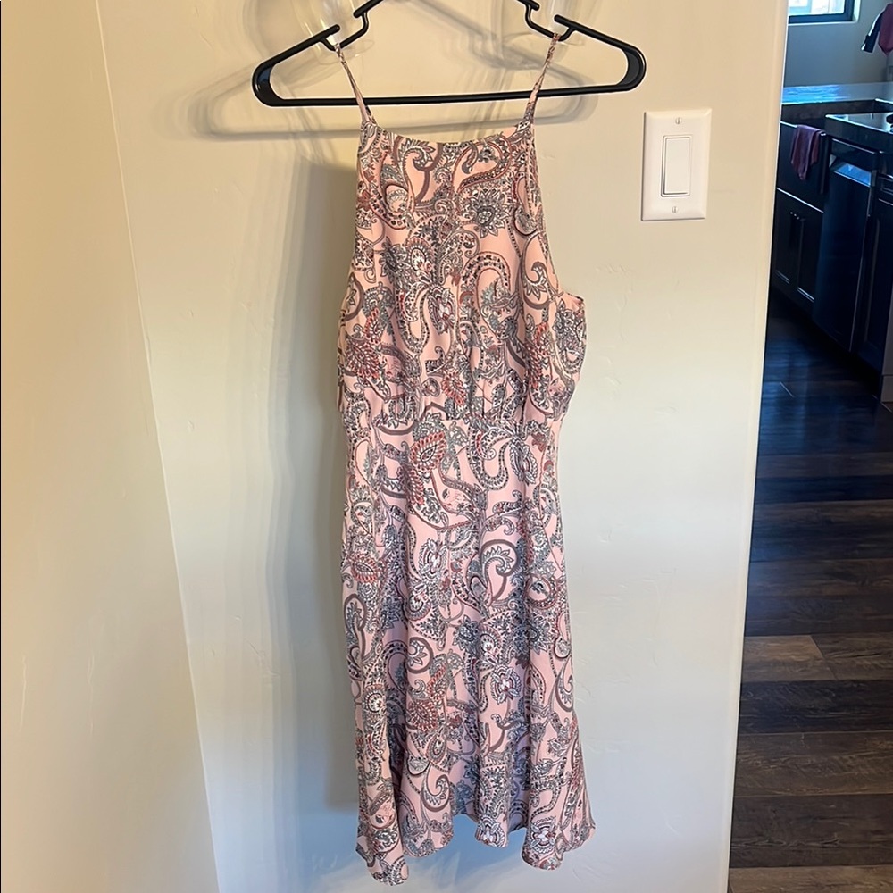 Collective Concepts Pink Sleeveless Halter Sundress for Wedding Guest